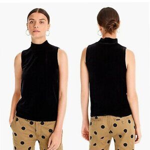 J. Crew Black Velvet Sleeveless Mock Turtle Top